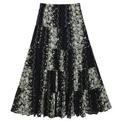 Casual Floral Umbrella Maxi Skirt - fairypeony