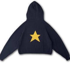 Back Star Print Hooded Oversized Sweater