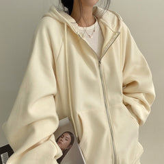 Womens Fleece-Lined Hooded Sweatshirt Jacket