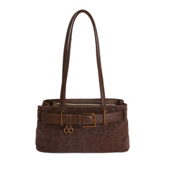 Vintage Belted Pu Leather Shoulder Bag - fairypeony