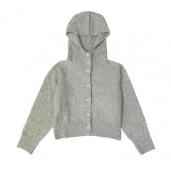 Buttoned Hooded Cardigan Sweater