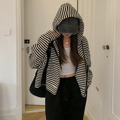 SpringAutumn Loose Long-sleeve Short Trendy Hooded Jacket - fairypeony