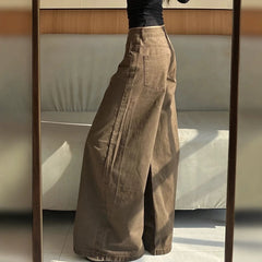 Womens High Waisted Wide Leg Denim Pants