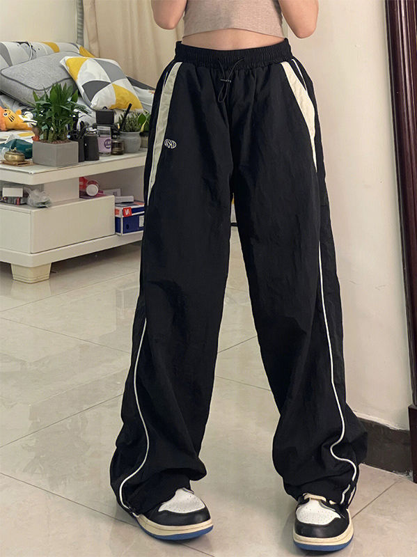 Contrast Piping Baggy Sweatpants - fairypeony