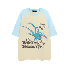 Vintage Spider Print Raglan Short Sleeve Tee