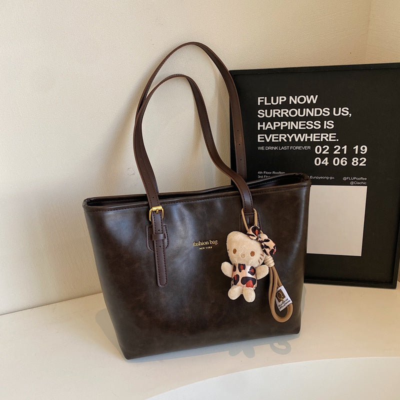Aesthetic Large Capacity Pu Leather Tote Bag - fairypeony