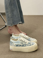 Stars Frayed Trim Sneakers - fairypeony