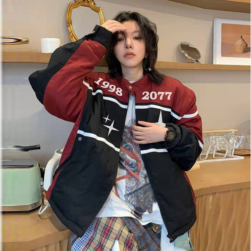 Cosmos Star Motorcycle Zip Up Bomber Jacket - fairypeony