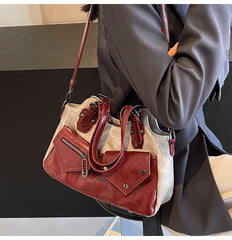 Vintage Double Pocket Y2K Pu Leather Crossbody Bag