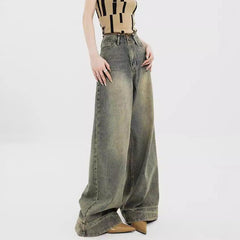 Vintage 90s Wash Baggy Wide Leg Jeans