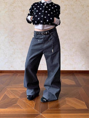 Striped Denim Wide Leg Pants