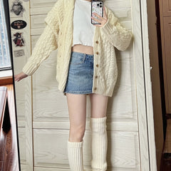 Vintage Loose Cable Knit Cardigan