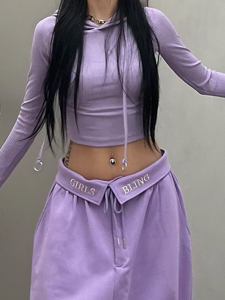 Fold Over Waist Baggy Sweatpants - fairypeony