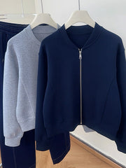 Zipper Stand Collar Baseball Jacket for Women