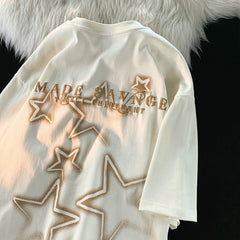 Embroidery Star Oversized Short Sleeve Tee - fairypeony