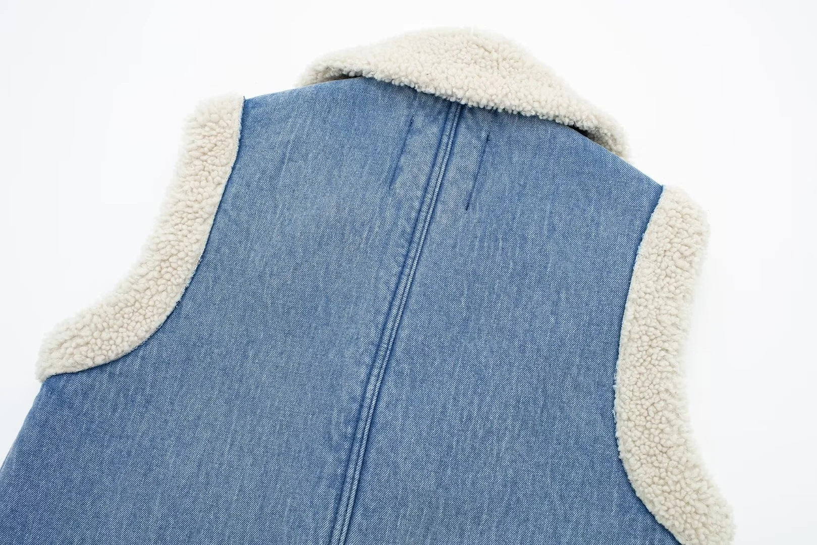 Denim Lamb Wool Sleeveless Jacket - fairypeony