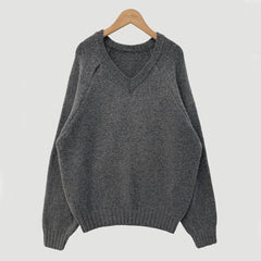 Solid Color V-Neck Loose Sweater