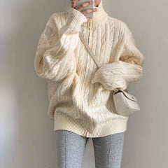 Vintage Half Zip Up Cable Knit Sweater