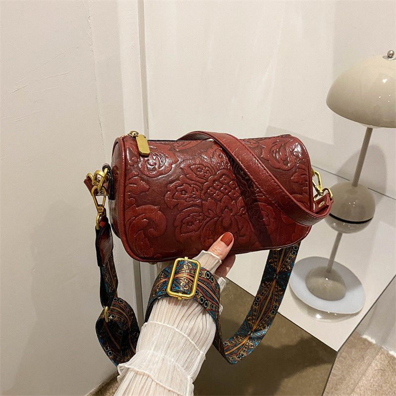 Chinese Style Embossed Crossbody Bag - fairypeony