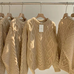 Vintage Wool Pullover Sweater Women Loose Fit - fairypeony
