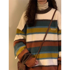 Vintage Striped Fuzzy Oversized Sweater
