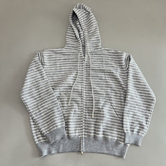 Women Casual Hooded Zip Up Striped Sweater