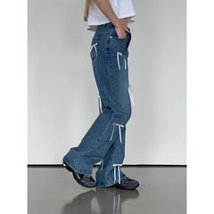 Vintage High Waist Bow Wide Leg Jeans