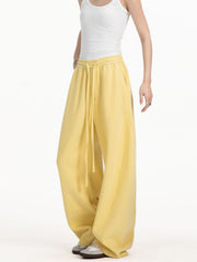 Solid-color straight-leg curved knife-style casual pants
