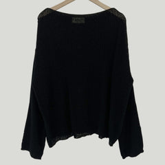 Solid Color Round Neck Oversized Knitted Tee