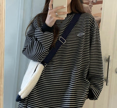 90s Striped Oversized Long Sleeve Tee - fairypeony