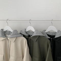 Two Tone Hooded Zip-Up Jacket