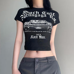Vintage Print Short Sleeve Tee - fairypeony