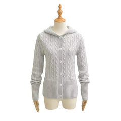 Cable-Knit Hooded Cardigan for Women