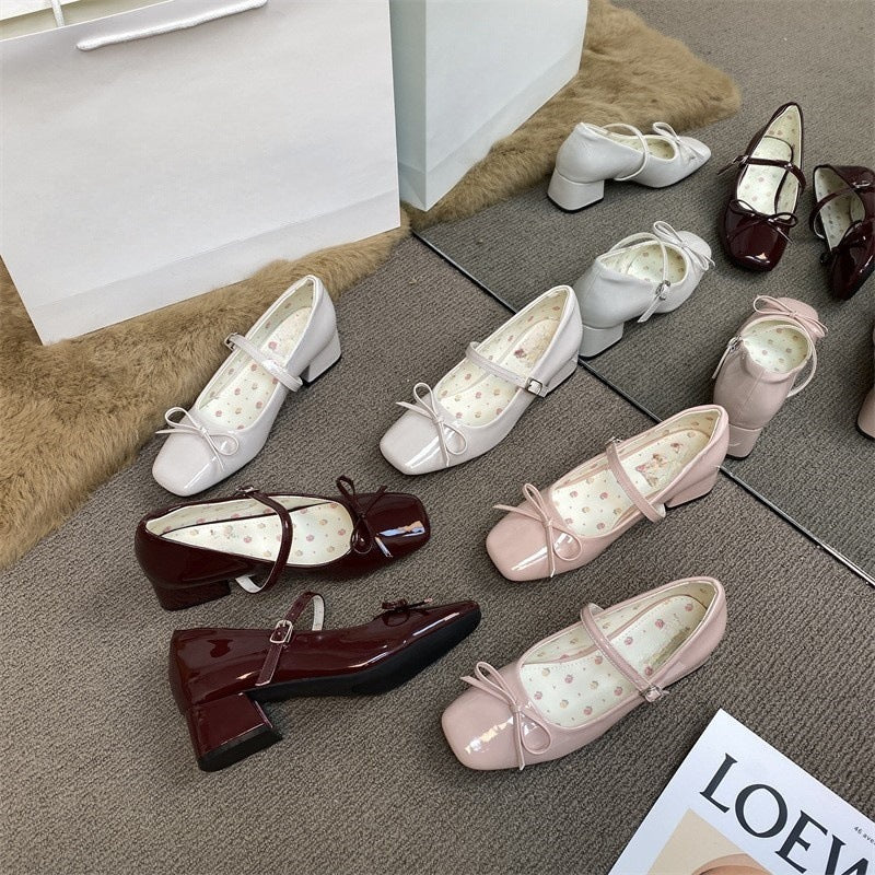 Aesthetic Mary Jane Medium Heel Shoes - fairypeony