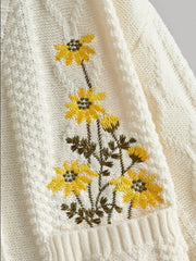 Floral Embroidery Knit Cardigan - fairypeony