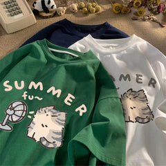 Aesthetic Kitten Print Oversized T-shirt - fairypeony