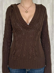 Womens Long Sleeve V-Neck Sweater
