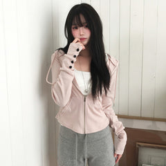 Women's Acrylic Butterfly Sleeve Knitted Sweater with Hood