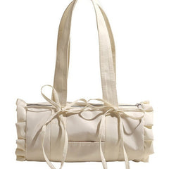 Aesthetic Ruffled Bow Knot Large Capacity Shoulder Bag