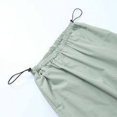 Belted Drawstring Parachute Cargo Pants - fairypeony