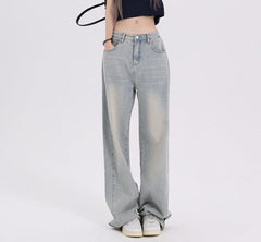 Vintage Blue Wash Straight Leg Boyfriend Jeans