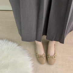 Vintage Checkered Round Toe Flat Shoes