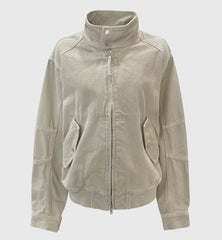 Korean Style Stand Collar Zipper Casual Cotton Jacket