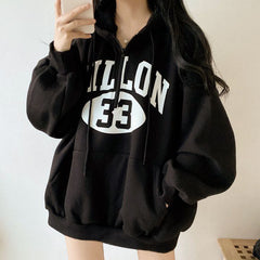 Vintage Logo Print Half Zip Up Oversized Hoodie