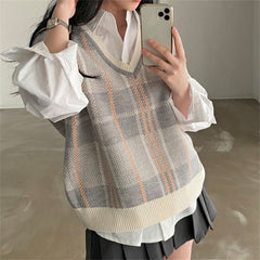 Womens Plaid Knit Vest