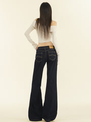 Women's Dark Blue Low Waisted Micro-flared Jeans