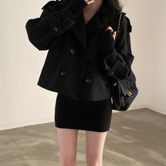 Suit Collar Double Breasted Loose Jacket