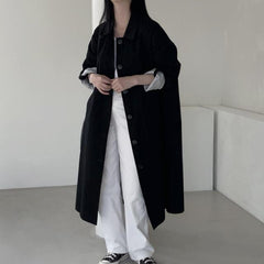 Womens Single-Breasted Long Trench Coat