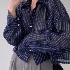 Vintage Striped Oversized Blouse