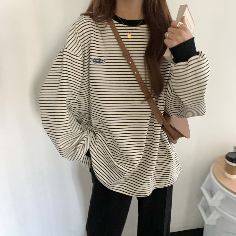 90s Striped Oversized Long Sleeve Tee - fairypeony
